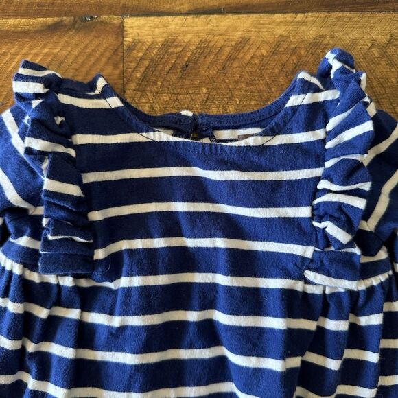 Tea Collection Size 9-12 Months 100% Cotton Long Sleeve Jumpsuit Blue White - Picture 3 of 5